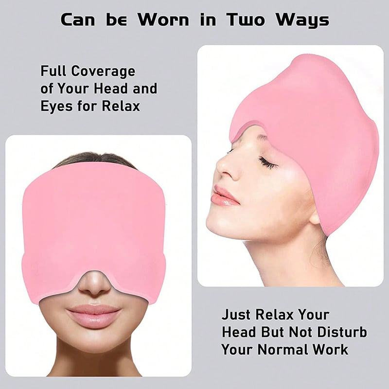 Gel Cold Hot Head Ice Cap Black and Pink Head Wrap Face Mask Head Massage Sleep Eye Mask Health Care Tool Image 2