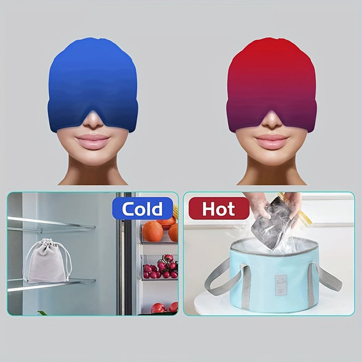 Gel Cold Hot Head Ice Cap Black and Pink Head Wrap Face Mask Head Massage Sleep Eye Mask Health Care Tool Image 4