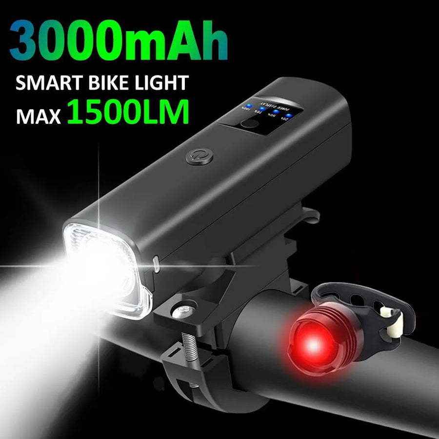 Smart Rainproof USB Bike Light  LED 3000mAh MTB Front Headlight Image 1