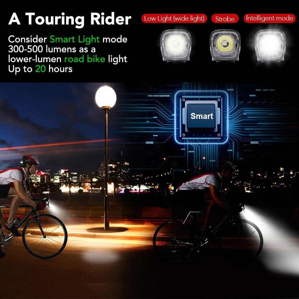 Smart Rainproof USB Bike Light  LED 3000mAh MTB Front Headlight Image 3