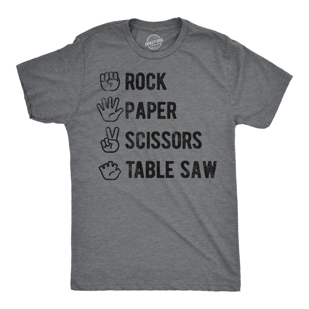 Mens Funny T Shirts Rock Paper Scissors Table Saw Sarcastic Novelty Tee For Men Image 4