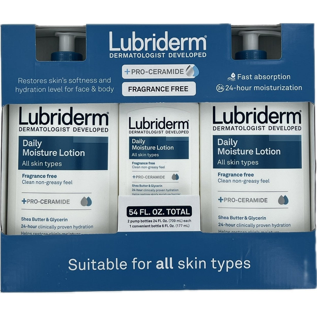 Lubriderm Daily Moisture Lotion Fragrance Free 3-pack Image 1