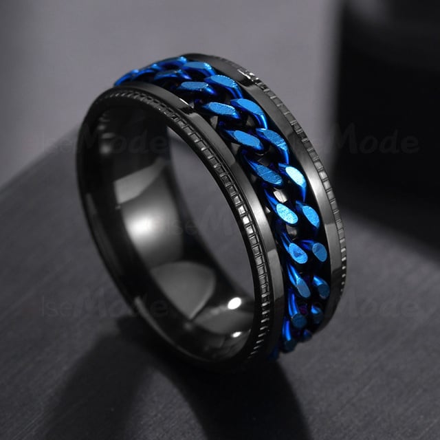 Cool Stainless Steel Rotatable Men Ring fine Spinner Chain Punk Women Jewelry for Party Gift Image 3