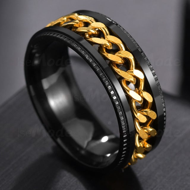 Cool Stainless Steel Rotatable Men Ring fine Spinner Chain Punk Women Jewelry for Party Gift Image 4