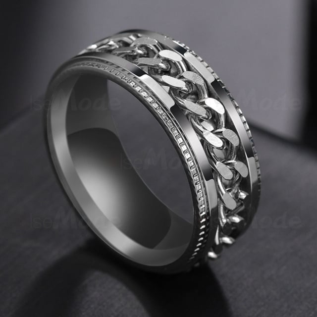 Cool Stainless Steel Rotatable Men Ring fine Spinner Chain Punk Women Jewelry for Party Gift Image 4