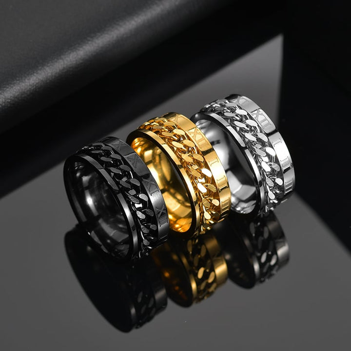 Cool Stainless Steel Rotatable Men Ring fine Spinner Chain Punk Women Jewelry for Party Gift Image 9