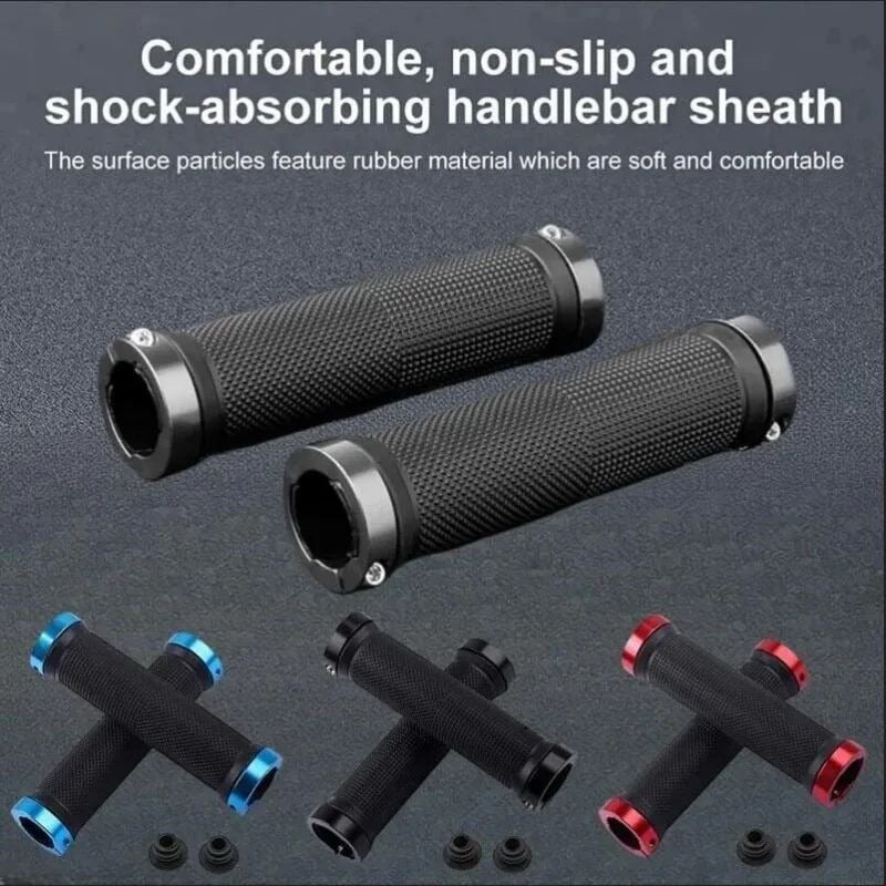 Non-Slip Rubber Bike Grips Double Alloy Lock Handlebar Grips Image 1