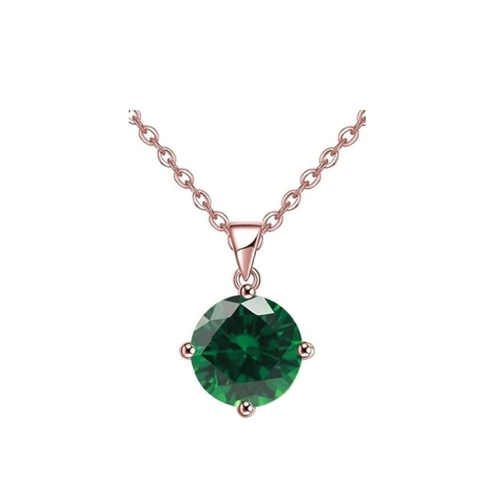 18K Rose Gold 3 Set Created Emerald Sapphire Round Necklace Earrings And Tennis Bracelet Plated Image 2