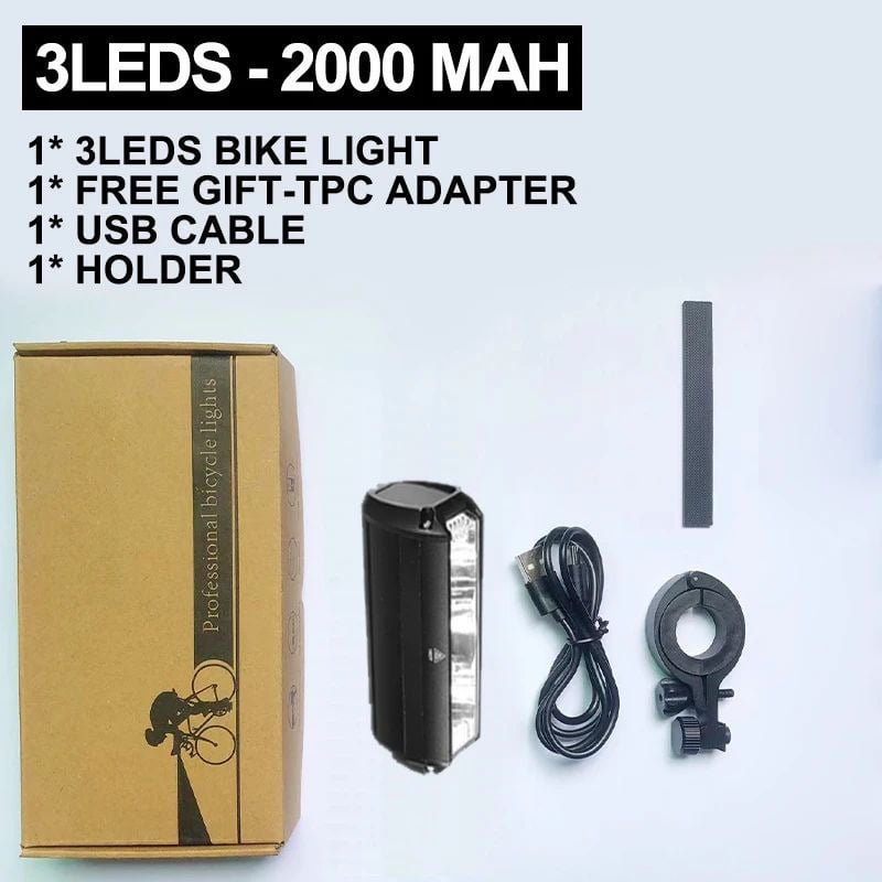 10000mAh Bicycle Light 5P90 LED Front Headlight with Power Bank Double Bracket Image 9