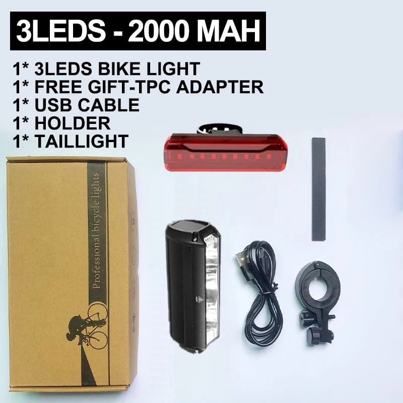 10000mAh Bicycle Light 5P90 LED Front Headlight with Power Bank Double Bracket Image 11