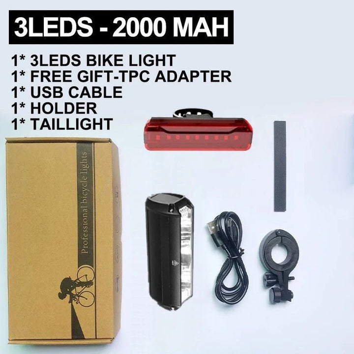 10000mAh Bicycle Light 5P90 LED Front Headlight with Power Bank Double Bracket Image 11