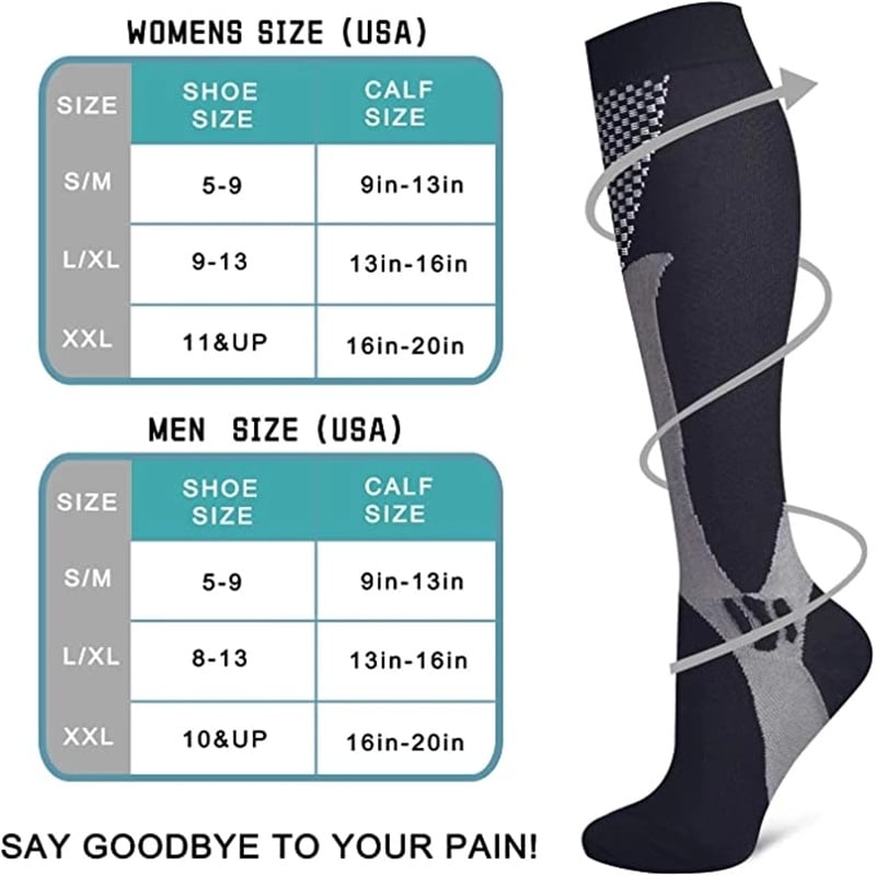 Running Men Women Compression Socks For Football Anti Fatigue Pain Relief 20-30 Mmhg Black Compression Socks Fit For Image 4