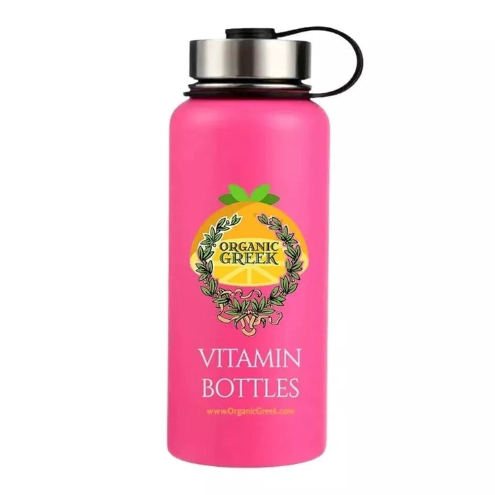 Organic Greek Pink Vitamin Water Bottle 800mL Stainless Steel with Filter 4in1 Image 3