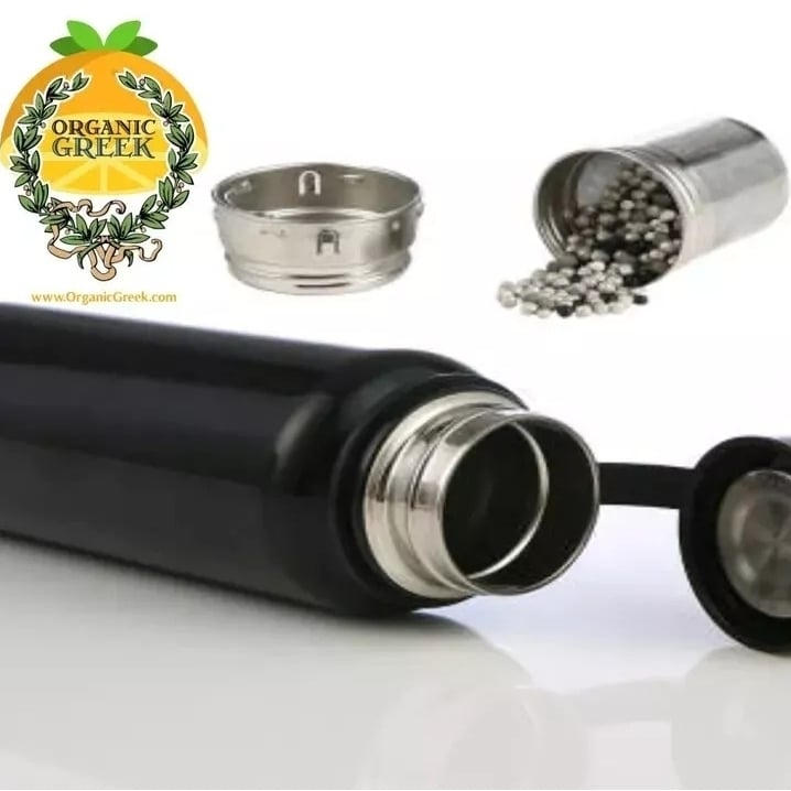 Organic Greek Black Vitamin Bottle 800mL with 2 Extra Filters Stainless Steel Image 3