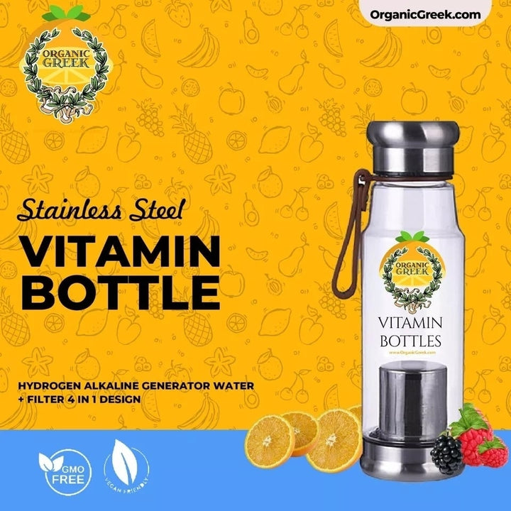 Organic Greek White Vitamin Bottle 500mL with 3 Extra Filters Alkaline Water Image 4