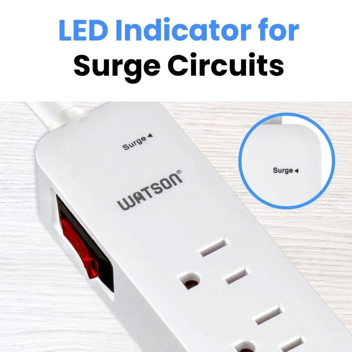 6/8/10-Outlet Surge Protector 1/4/2 USB Ports 450/2450 Joules 6 Cord LED Indicator,Power Strip for Home/Office Use by Image 4