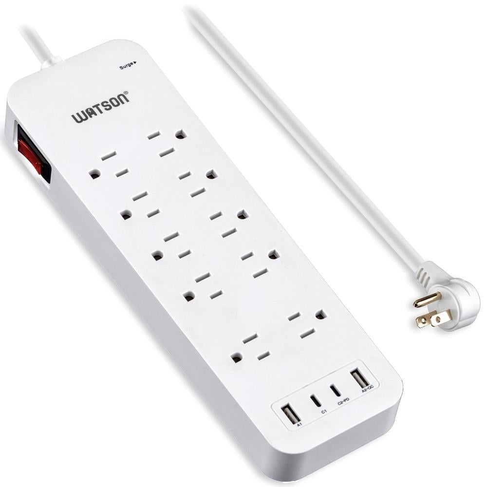 6/8/10-Outlet Surge Protector 1/4/2 USB Ports 450/2450 Joules 6 Cord LED Indicator,Power Strip for Home/Office Use by Image 7