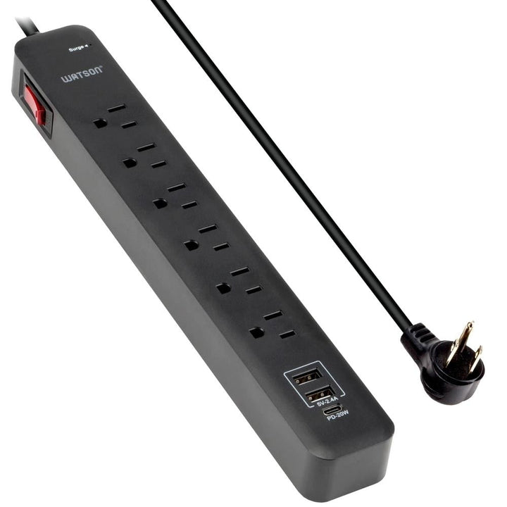 6/8/10-Outlet Surge Protector 1/4/2 USB Ports 450/2450 Joules 6 Cord LED Indicator,Power Strip for Home/Office Use by Image 1