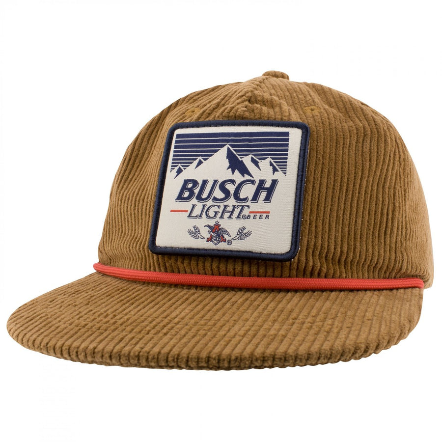 Busch Light Vintage Logo 3D Woven Patch Brown Colorway Flat Bill Hat Image 1