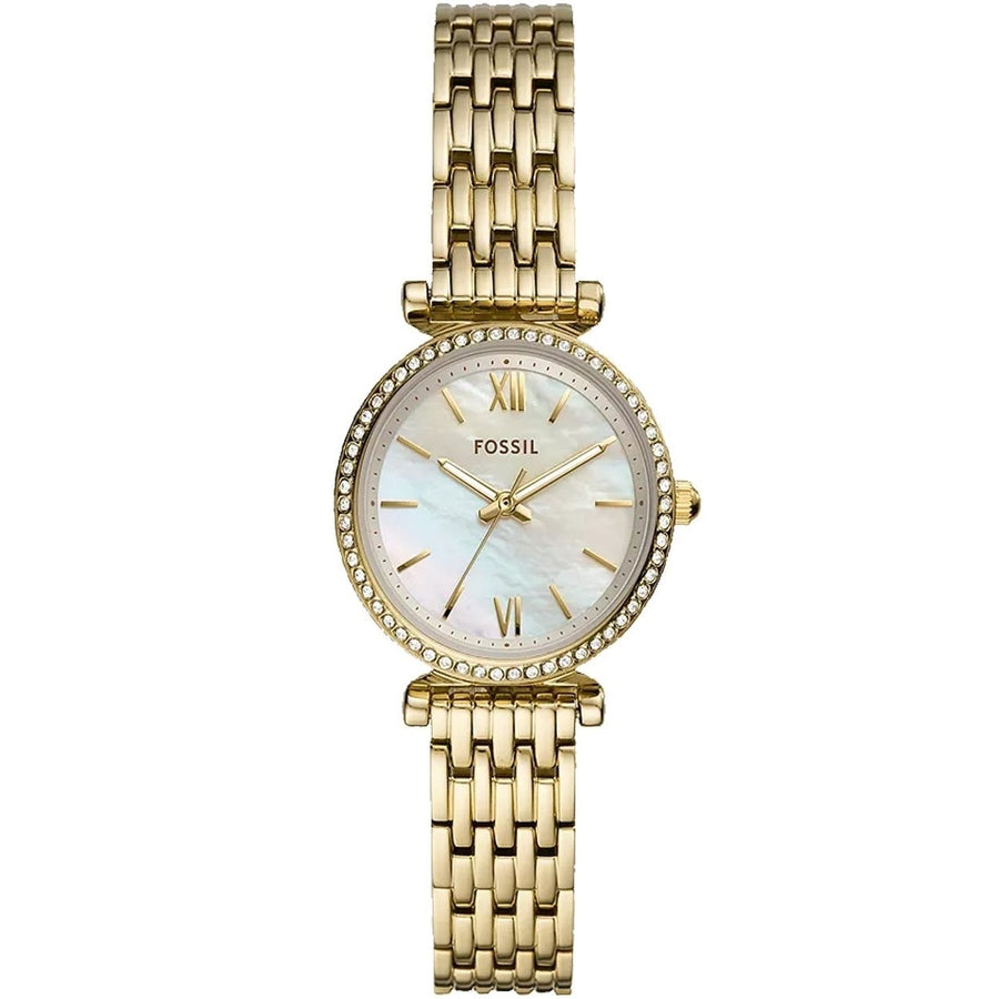 Fossil Womens Carlie Mini White MOP Dial Watch - ES4735 Image 1