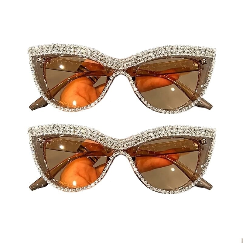 2-Pieces: Bling Rhinestone Cat Eye Sunglasses Image 3