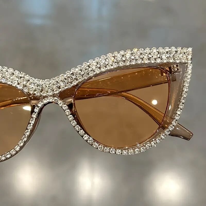 2-Pieces: Bling Rhinestone Cat Eye Sunglasses Image 4