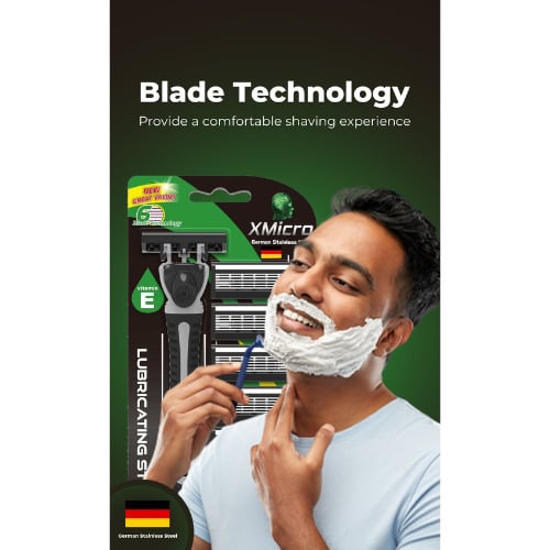 XMicro 6 Blade Razors for Men Pack of 2 Hypoallergenic Smooth Shave Image 3