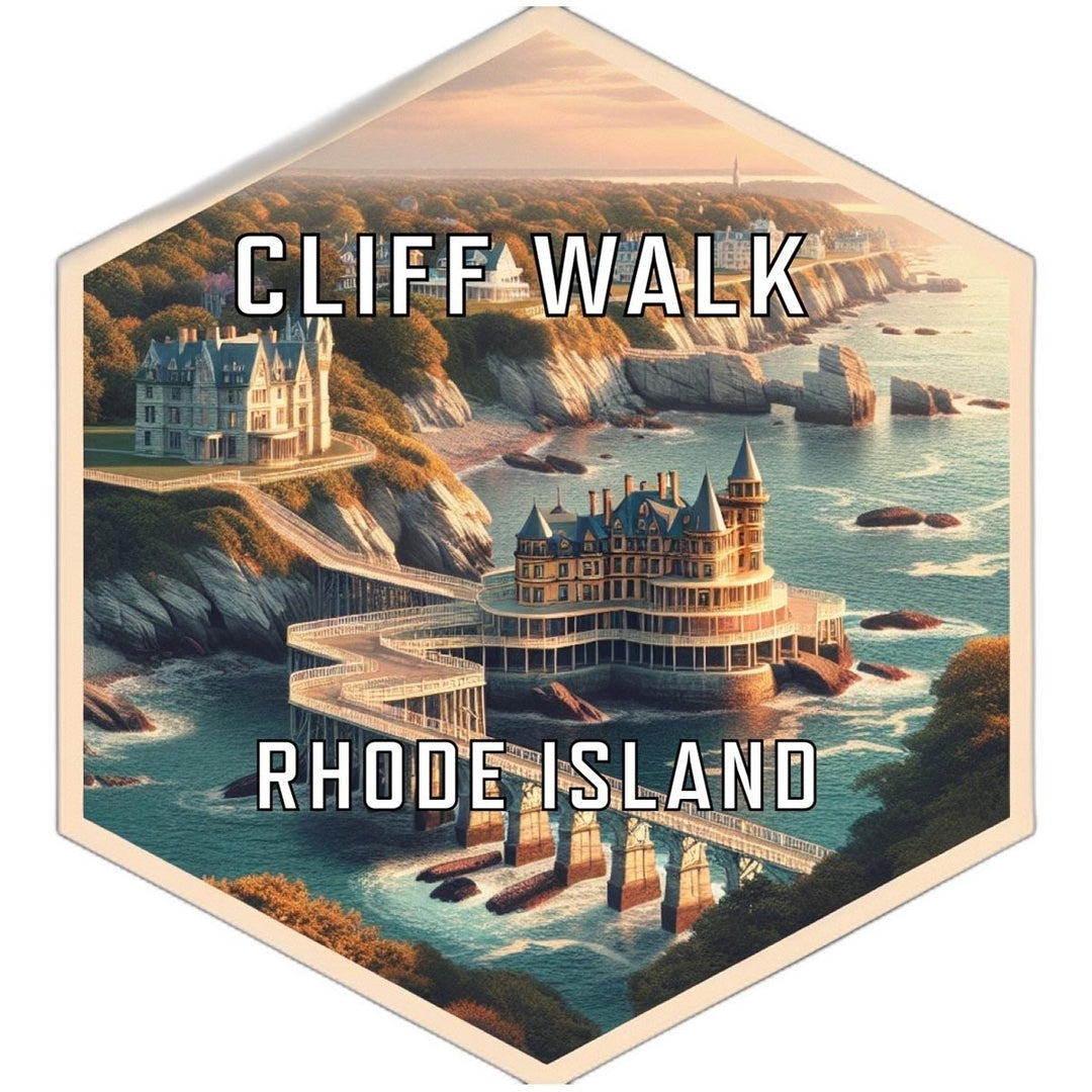 Cliff Walk Rhode Island Travel Destination Souvenir Vinyl Decal Sticker Image 1