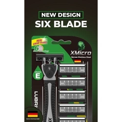 XMicro Razor for Men 1 Razor 7 Blade Refills German Stainless Steel Vitamin E Image 2