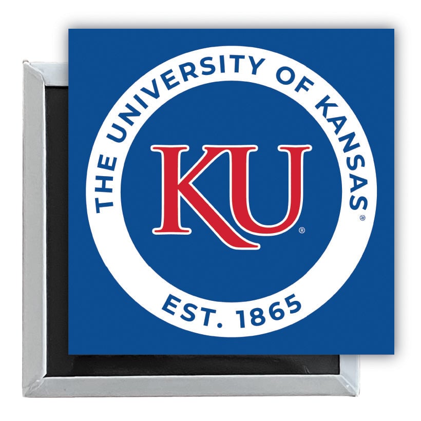 Kansas Jayhawks 2.5"x 2.5" Fridge Magnet Officially Licensed Collegiate Product Image 1