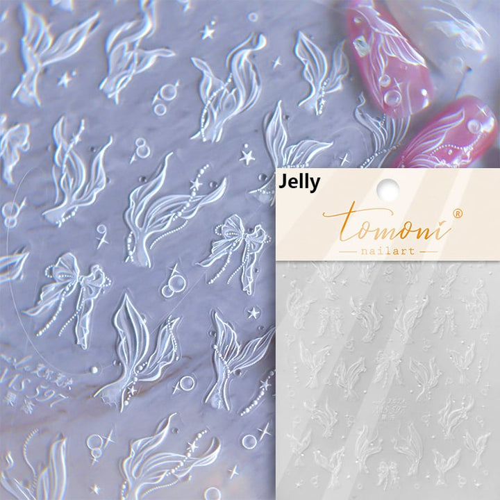 Little Red Fish Jelly Summer Goldfish Carp Ocean Beach Mermaid Sea Shiny Small Koi Soft Relief Nail Art Stickers Image 3