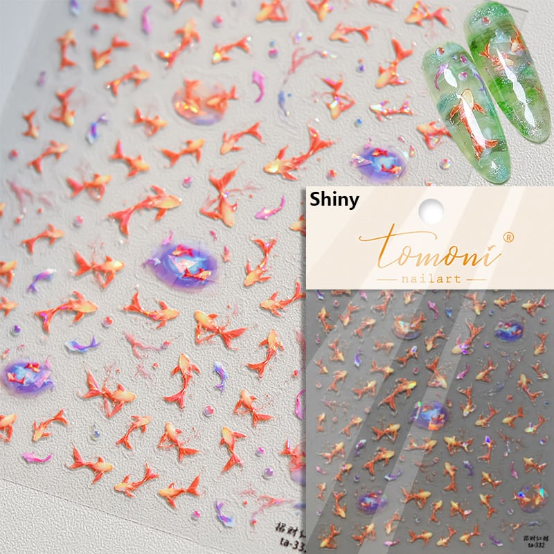 Little Red Fish Jelly Summer Goldfish Carp Ocean Beach Mermaid Sea Shiny Small Koi Soft Relief Nail Art Stickers Image 4