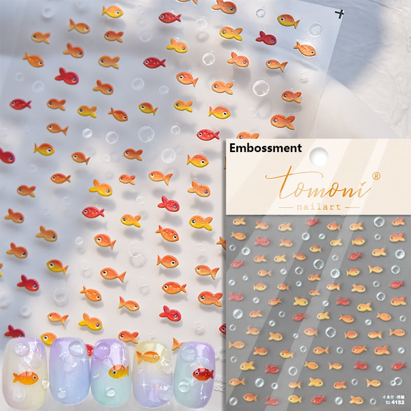 Little Red Fish Jelly Summer Goldfish Carp Ocean Beach Mermaid Sea Shiny Small Koi Soft Relief Nail Art Stickers Image 8