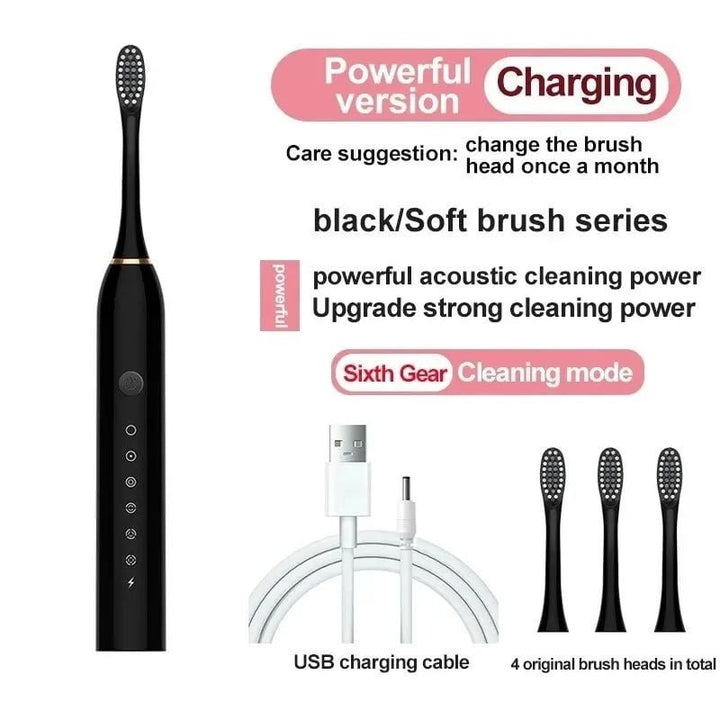 Electric Ultrasonic Toothbrush 6 Speed Waterproof USB Rechargeable for Adults Image 8