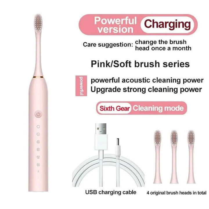 Electric Ultrasonic Toothbrush 6 Speed Waterproof USB Rechargeable for Adults Image 9