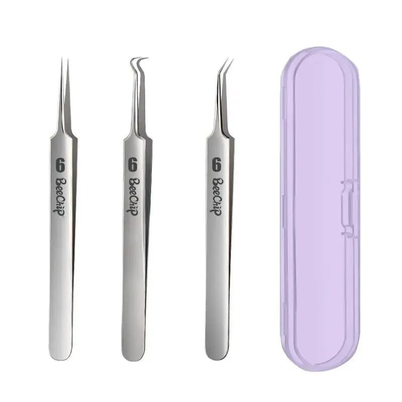 3PCS Facial Pore Cleaning Tools Ultra-Fine Stainless Steel Tweezers Clamps Image 7