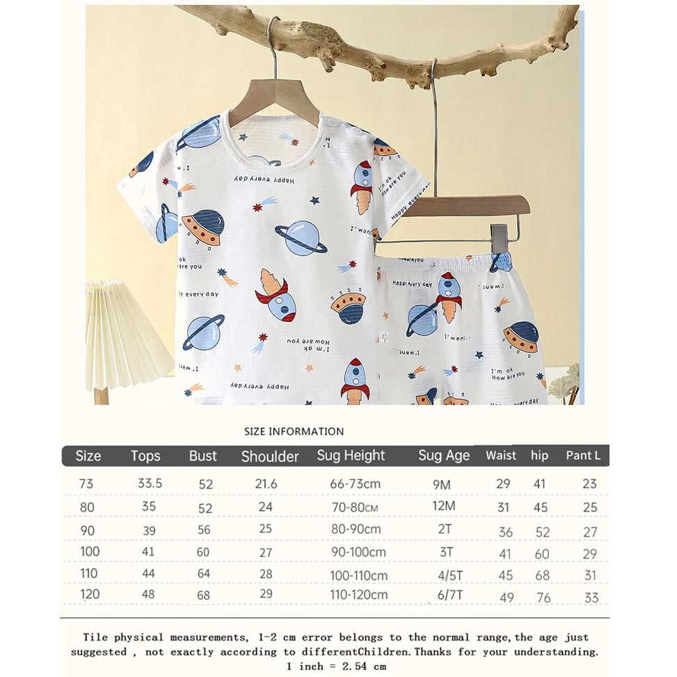 Cute Cartoon Cotton Pajama Set for Babies Kids  Soft and Breathable Sleepwear Image 9