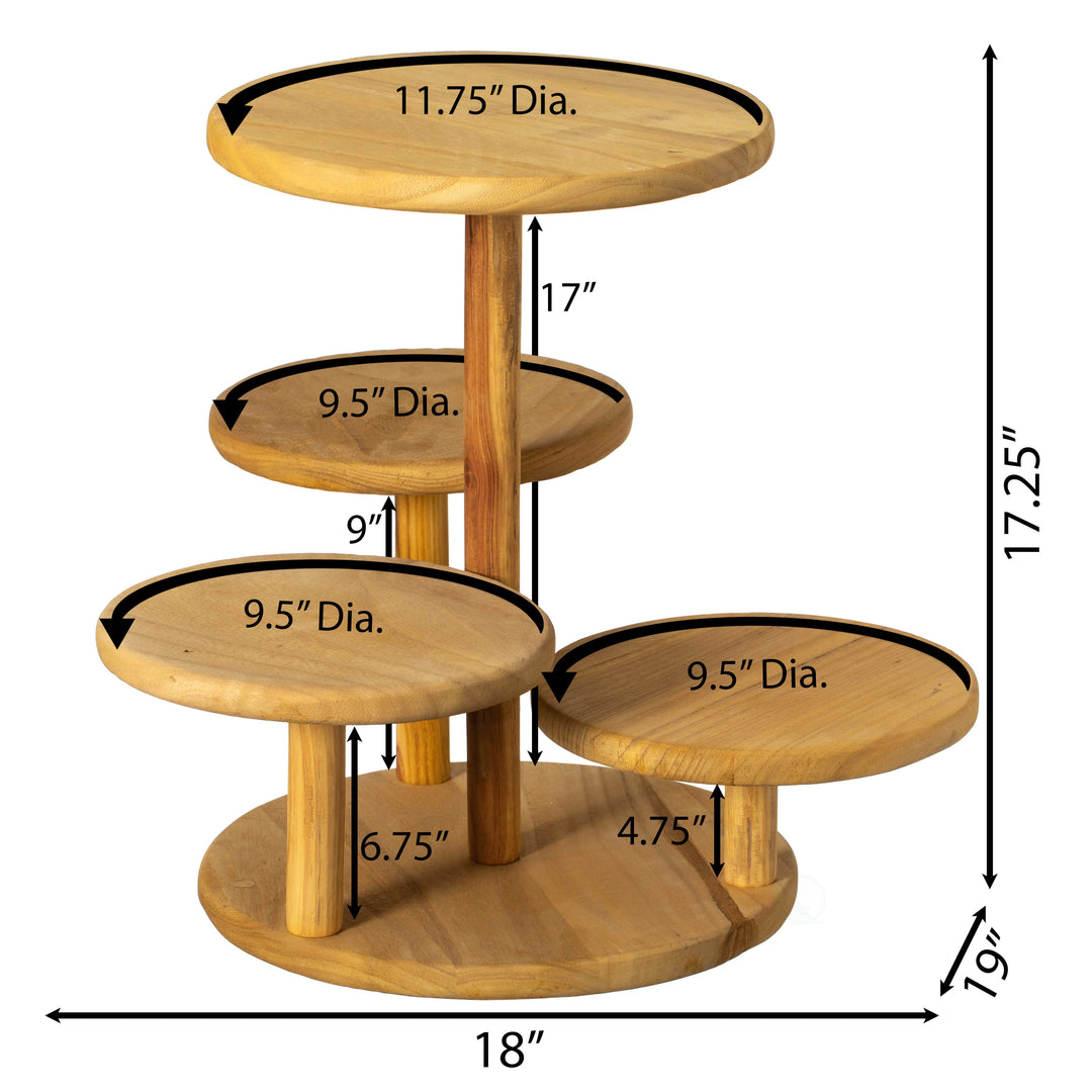 Multi Purpose 4-Tier Round Wooden Cake Stand and Charcuterie Boards  Perfect Tiered Tray Display for Desserts Snacks Image 4