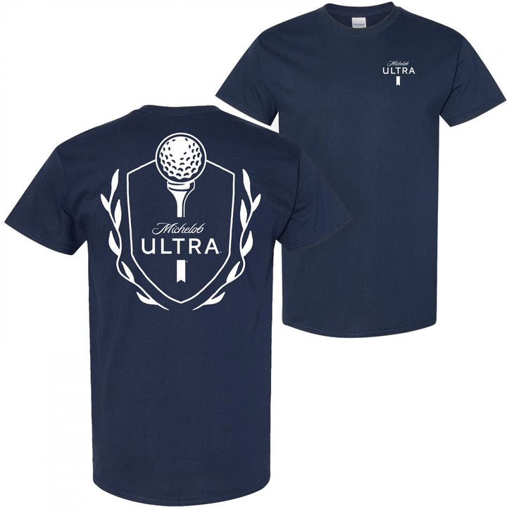 Michelob Ultra Golf Tee Crest Navy Colorway Front Back Print T-Shirt Image 1