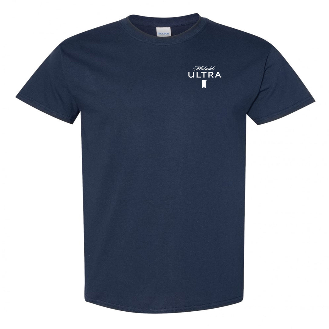 Michelob Ultra Golf Tee Crest Navy Colorway Front Back Print T-Shirt Image 2