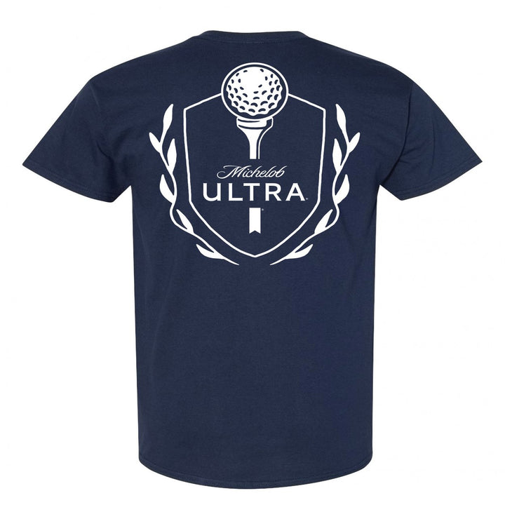 Michelob Ultra Golf Tee Crest Navy Colorway Front Back Print T-Shirt Image 3