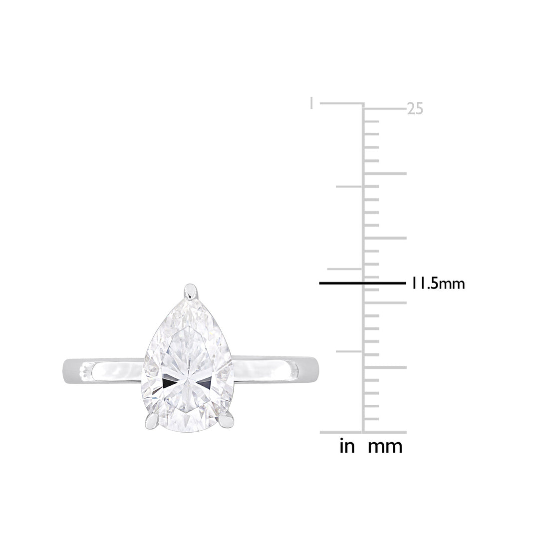 2.00 Carat (ctw) Lab-Created Pear-Cut Moissanite Engagement Ring in Sterling Silver Image 4