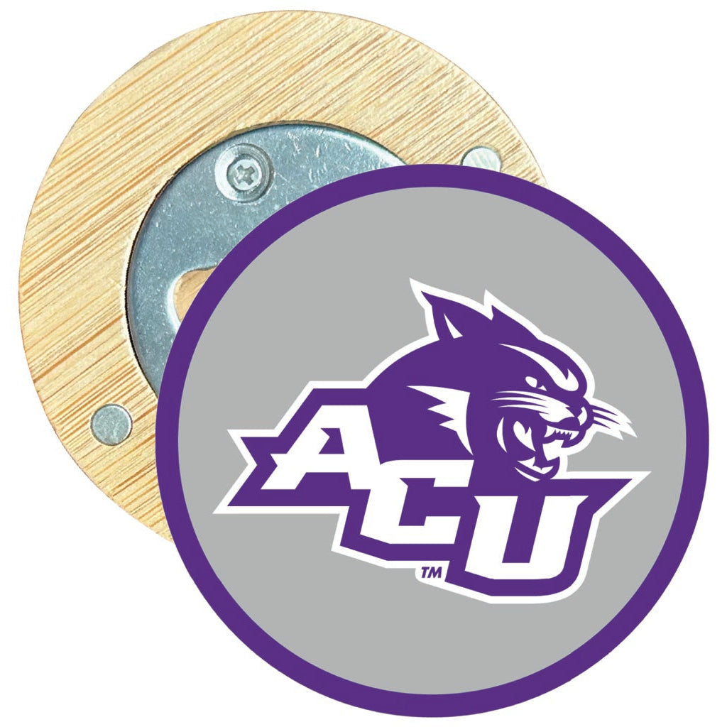 Abilene Christian University Round Wood Magnetic Bottle Opener 2.5" Officially Licensed Collegiate Product Image 1