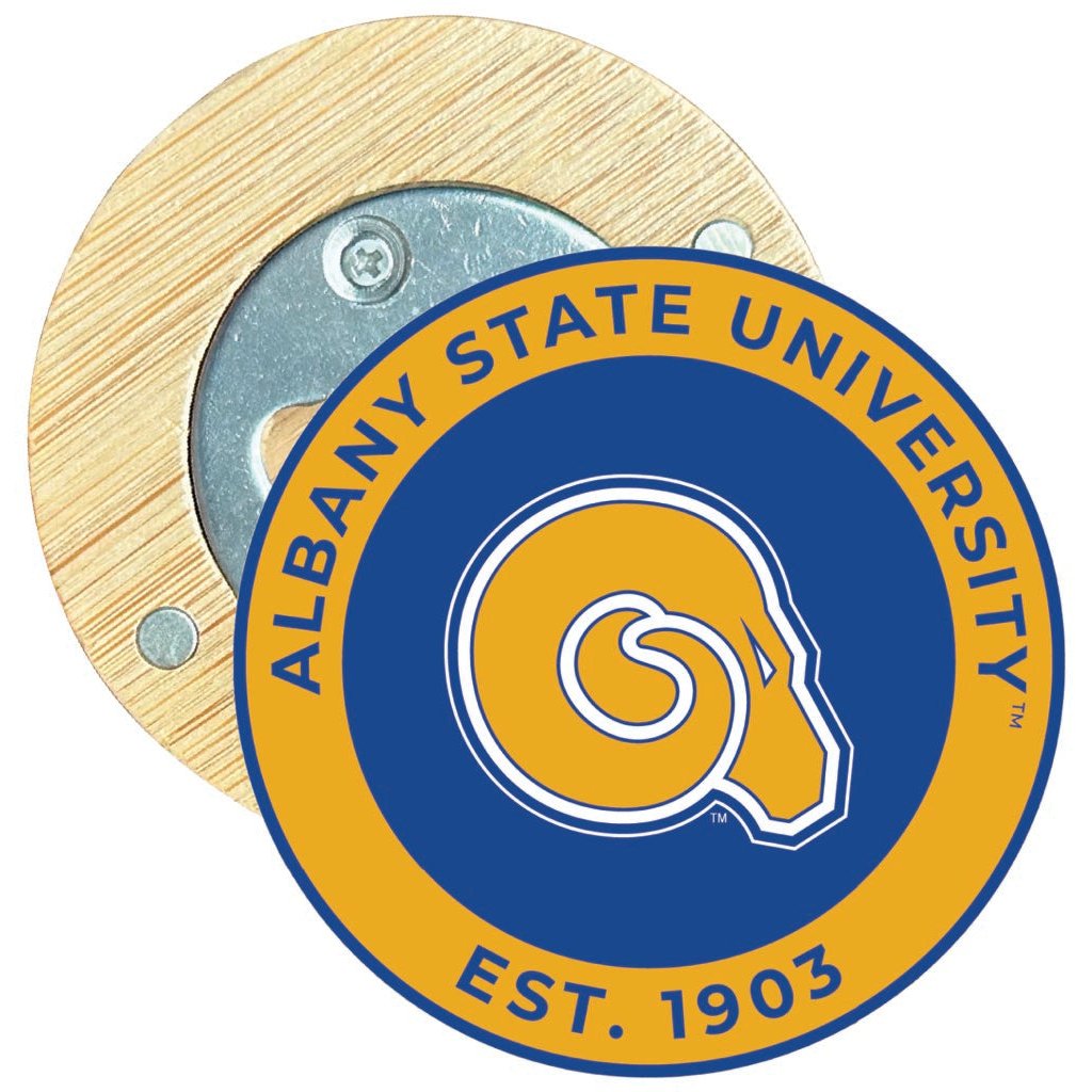 Albany State University Round Wood Magnetic Bottle Opener 2.5" Officially Licensed Collegiate Product Image 1