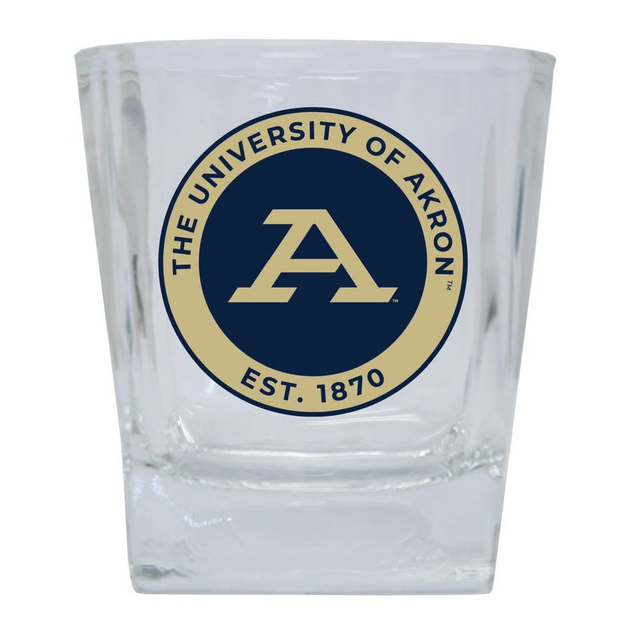 Akron Zips 10 oz Whiskey Rocks Glass Circle Design Officially Licensed Collegiate Product Image 1