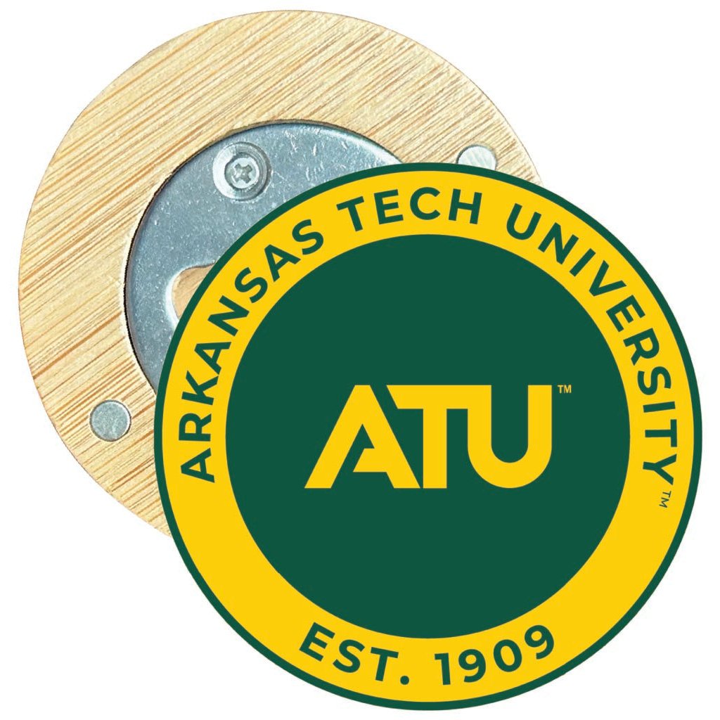 Arkansas Tech University Round Wood Magnetic Bottle Opener 2.5" Officially Licensed Collegiate Product Image 1