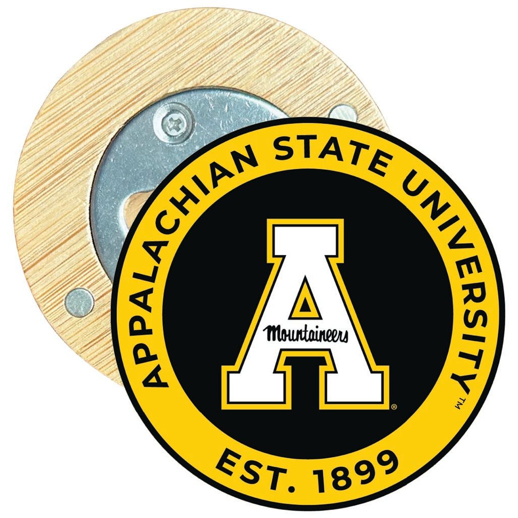 Appalachian State Round Wood Magnetic Bottle Opener 2.5" Officially Licensed Collegiate Product Image 1