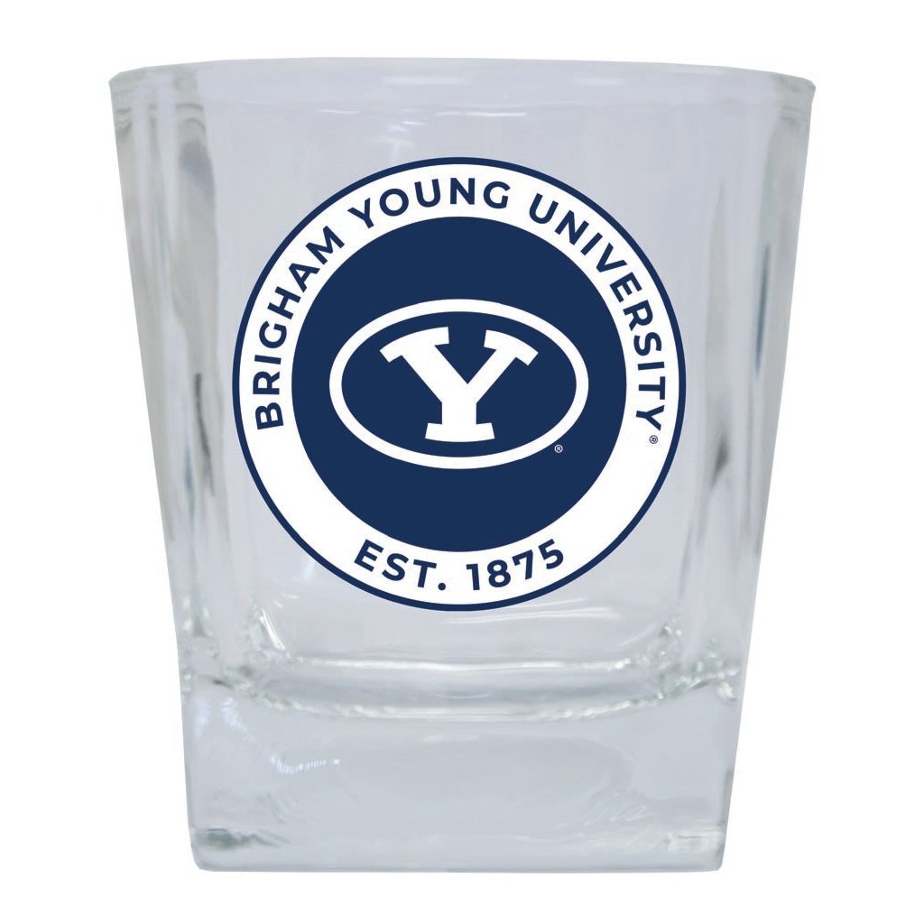 Brigham Young Cougars 10 oz Whiskey Rocks Glass Circle Design Officially Licensed Collegiate Product Image 1