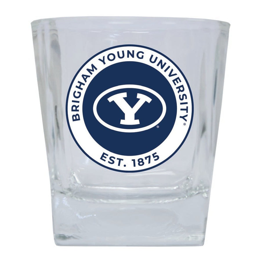 Brigham Young Cougars 10 oz Whiskey Rocks Glass Circle Design Officially Licensed Collegiate Product Image 1