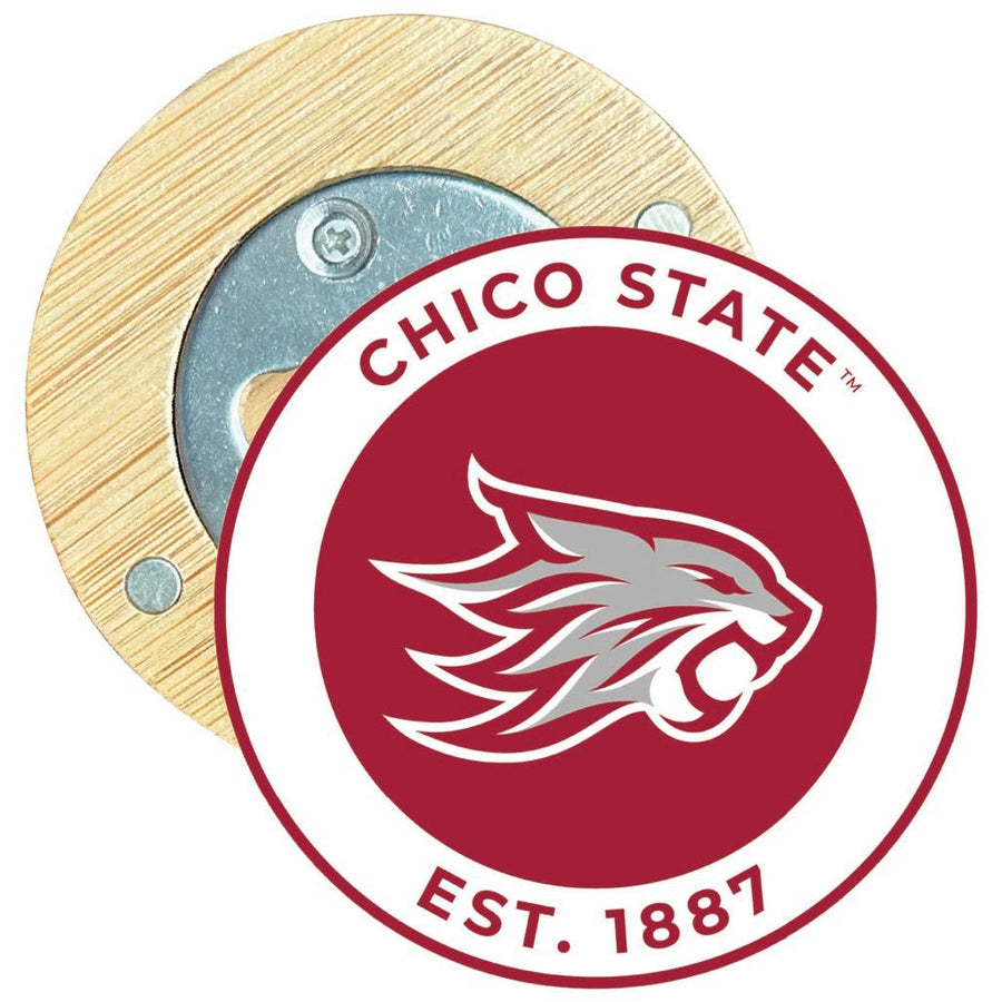 California State University Chico Round Wood Magnetic Bottle Opener 2.5" Officially Licensed Collegiate Product Image 1